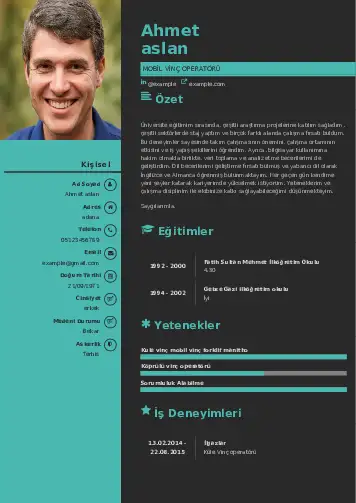 Vinç Operatörü Cv Örnekleri cv indir